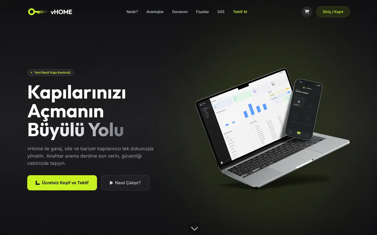 vHome web paneli ve mobil uygulama